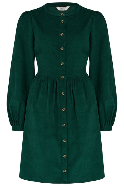 Brandy Mini Smock Dress - Green Cord