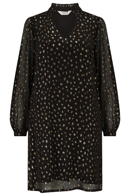 Chantelle Mini Dress - Black, Metallic Spot
