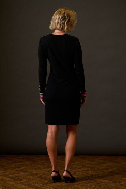 Malia Knit Dress - Black, Star Cuffs