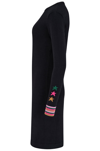 Malia Knit Dress - Black, Star Cuffs
