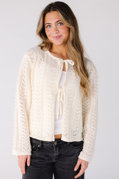 Crocheted Tied Up Cardigan